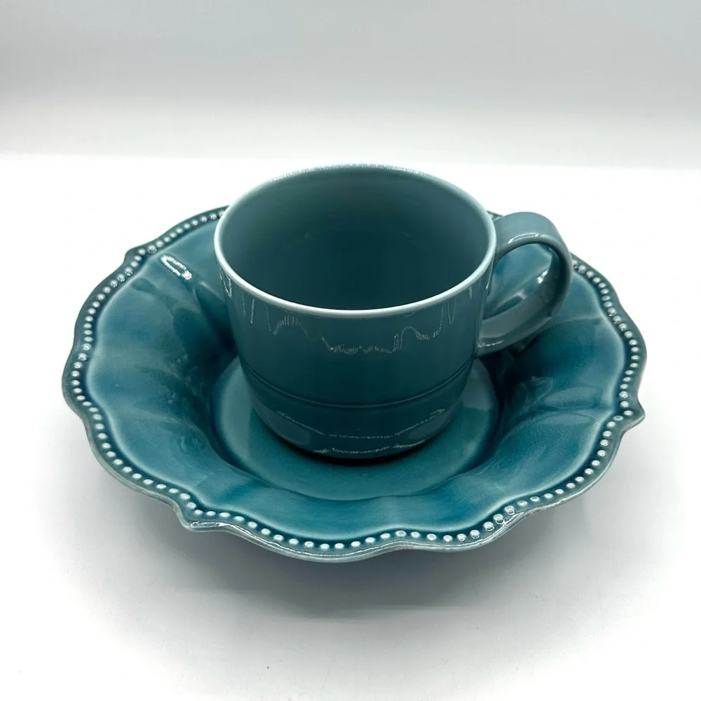 2 Crate&Barrel Blue Aaron Probyn Mugs. Pattern is Hue. Discontinued.